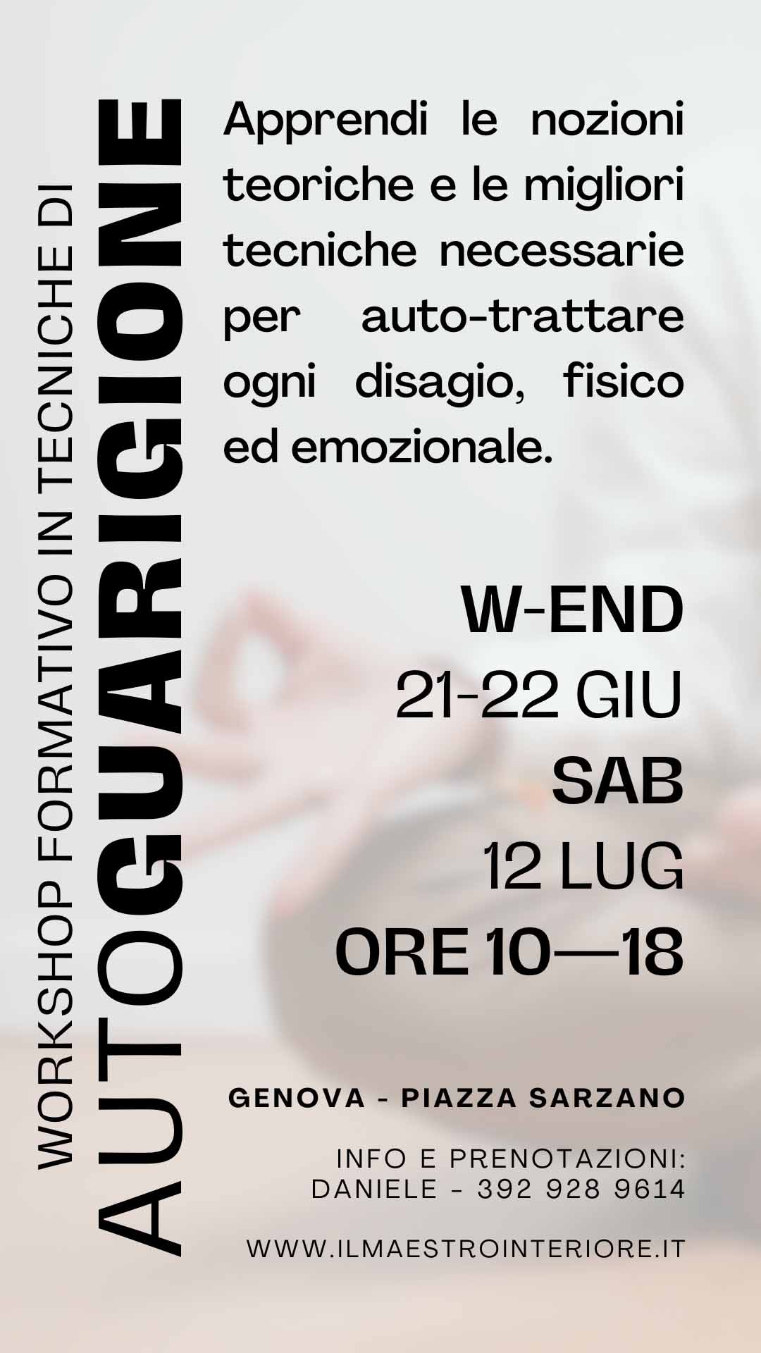 Workshop di formazione in tecniche di autoguarigione - Giugno-Luglio 2025